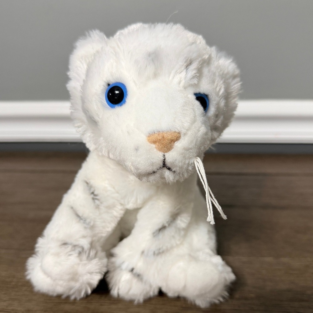 Adventure Planet White Tiger Cub Plush Stuffed Animal Blue Eyes 8 inch Sitting